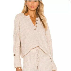 Free People Cream V-Neck Sweater